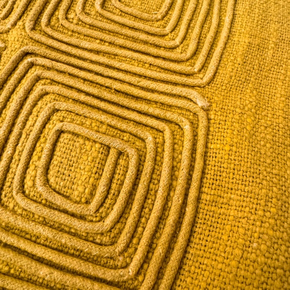 West Elm Cotton Corded Grid Pillow Geometric 20x20 Dark Horseradish - Picture 3 of 6